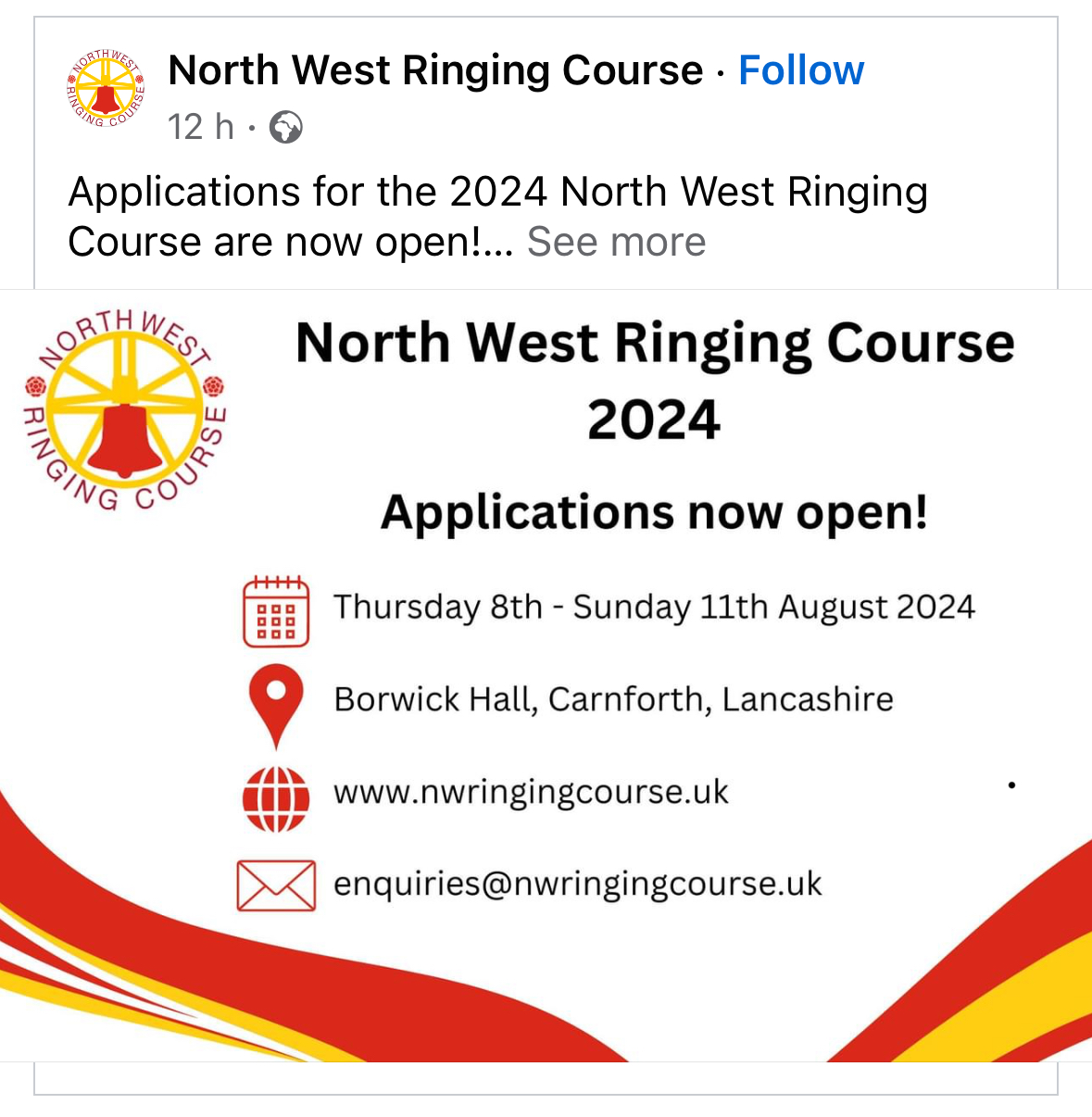 North West Ringing Course 2024